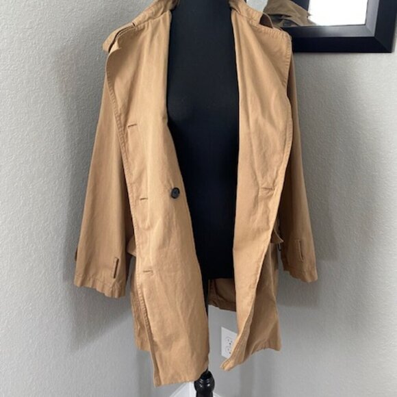 ZARA Khaki/Camel Tan Double Breasted Trench Raincoat Jacket XS - Picture 7 of 11